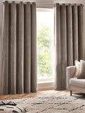 Yard greige heavy chenille lined eyelet curtains, imported from the UK
