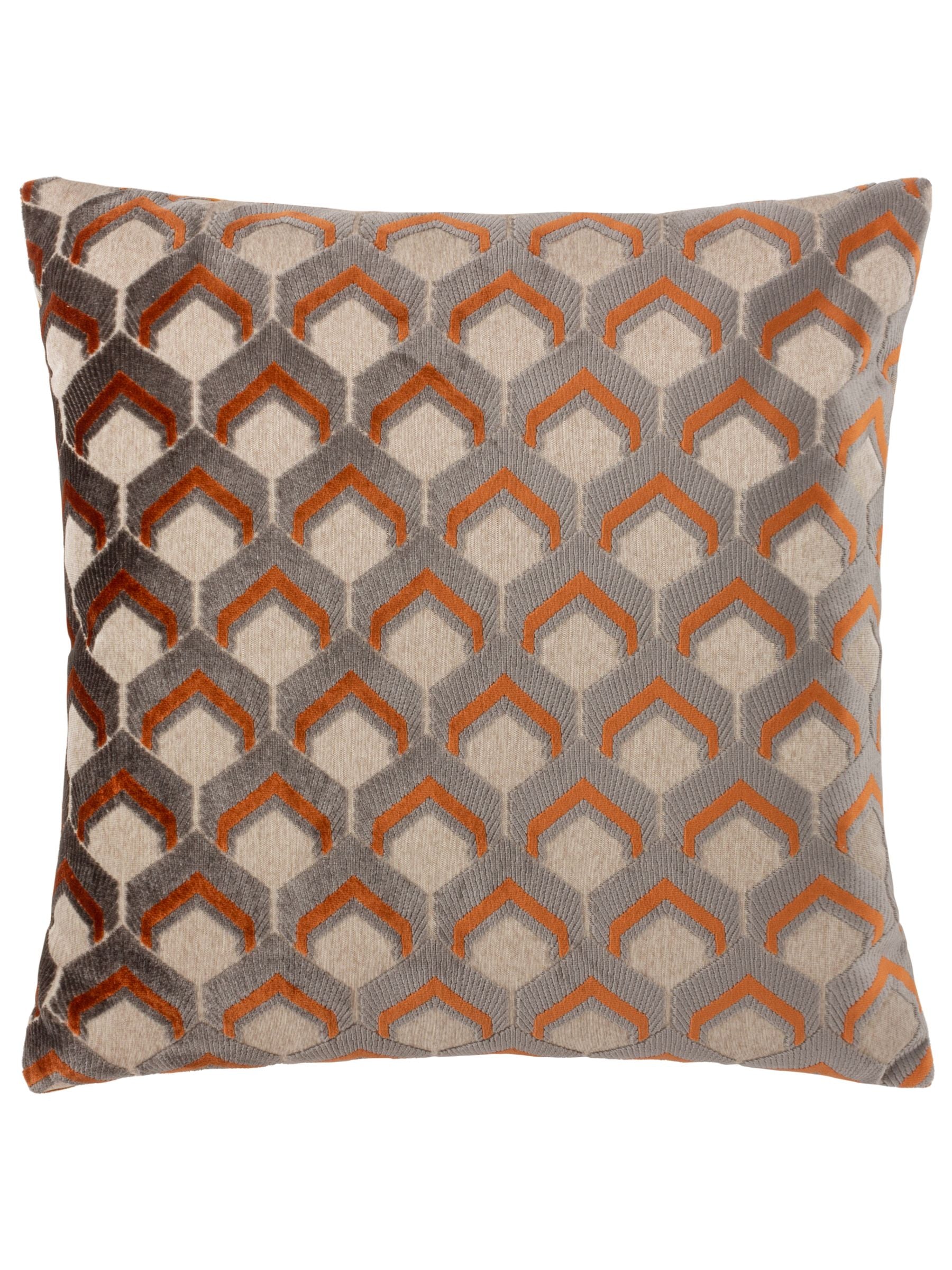 Riva Paoletti ginger grey jacquard velvet cushion 45x45cm - British product