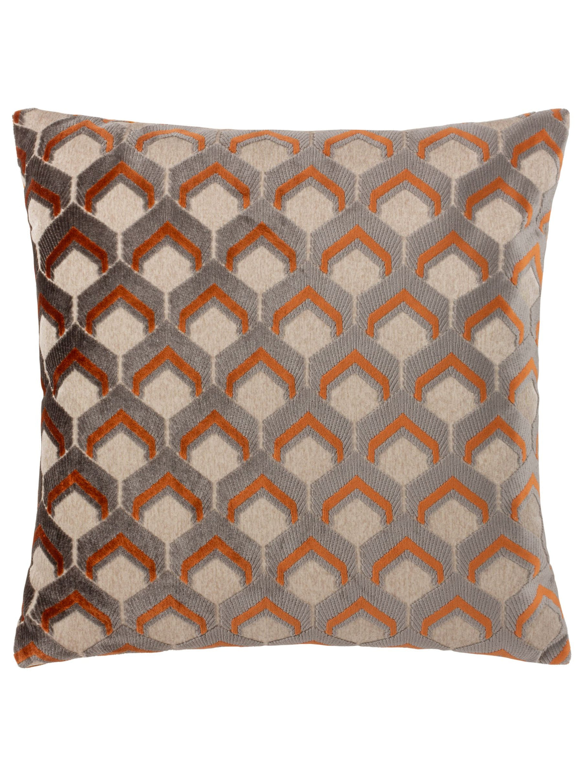 Riva Paoletti ginger grey jacquard velvet cushion 45x45cm - British product