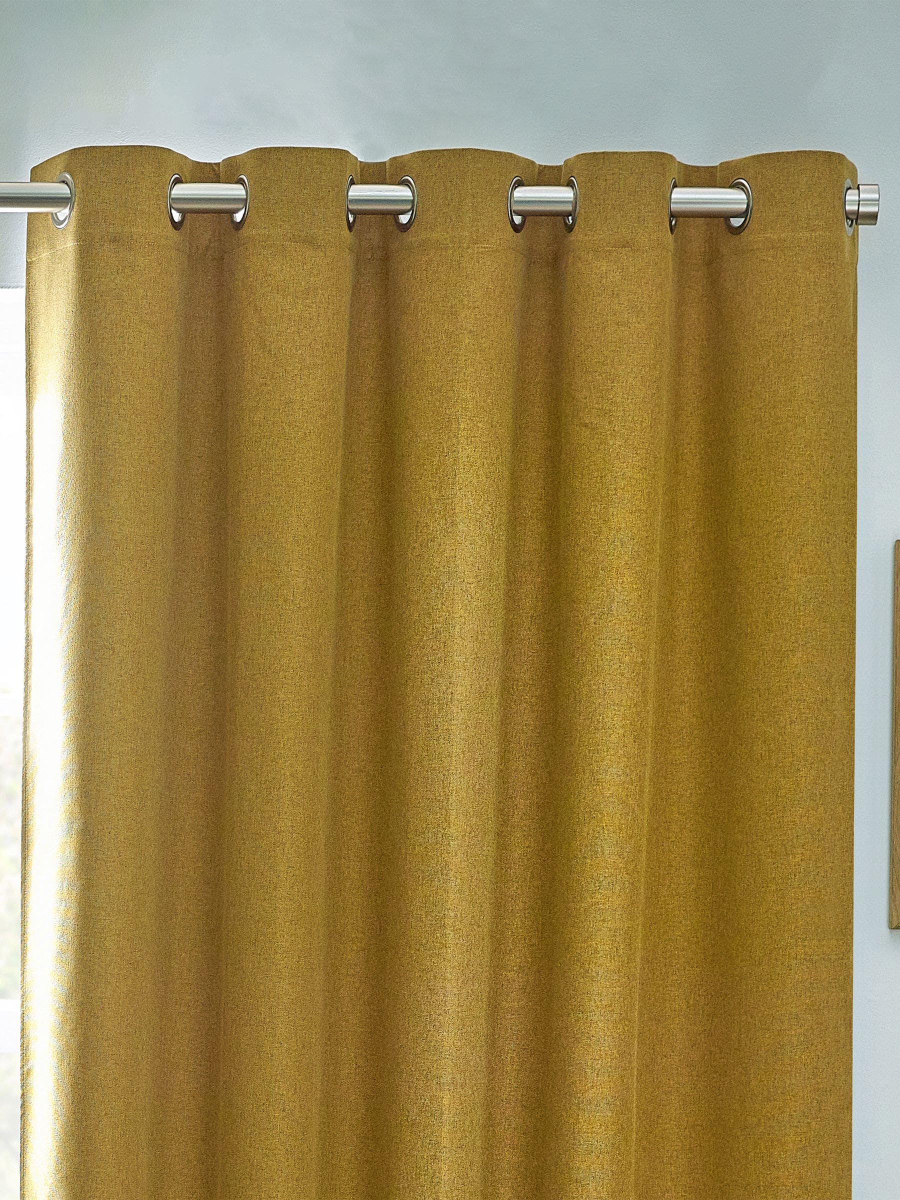 Furn Mustard Yellow Dawn Textured Blackout Eyelet Curtains
