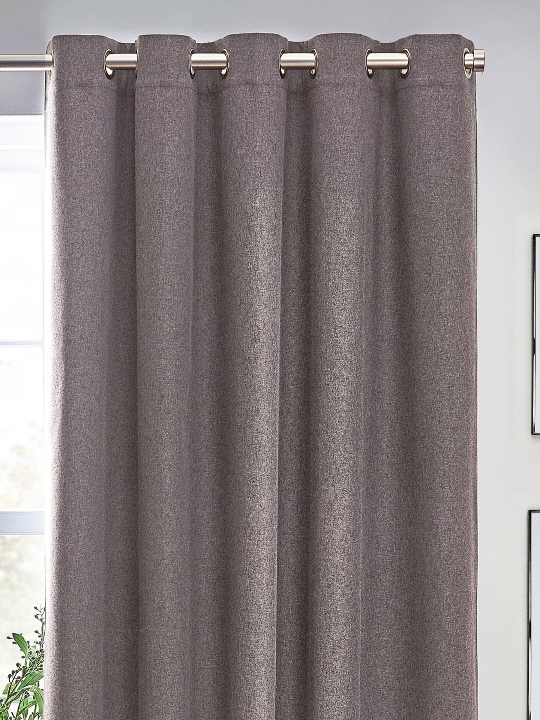 Furn Charcoal Grey Dawn Textured Blackout Eyelet Curtains