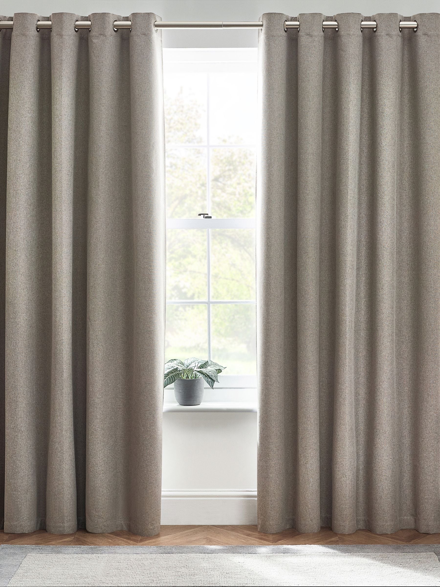 Furn Grey Dawn Textured Blackout Eyelet Curtains