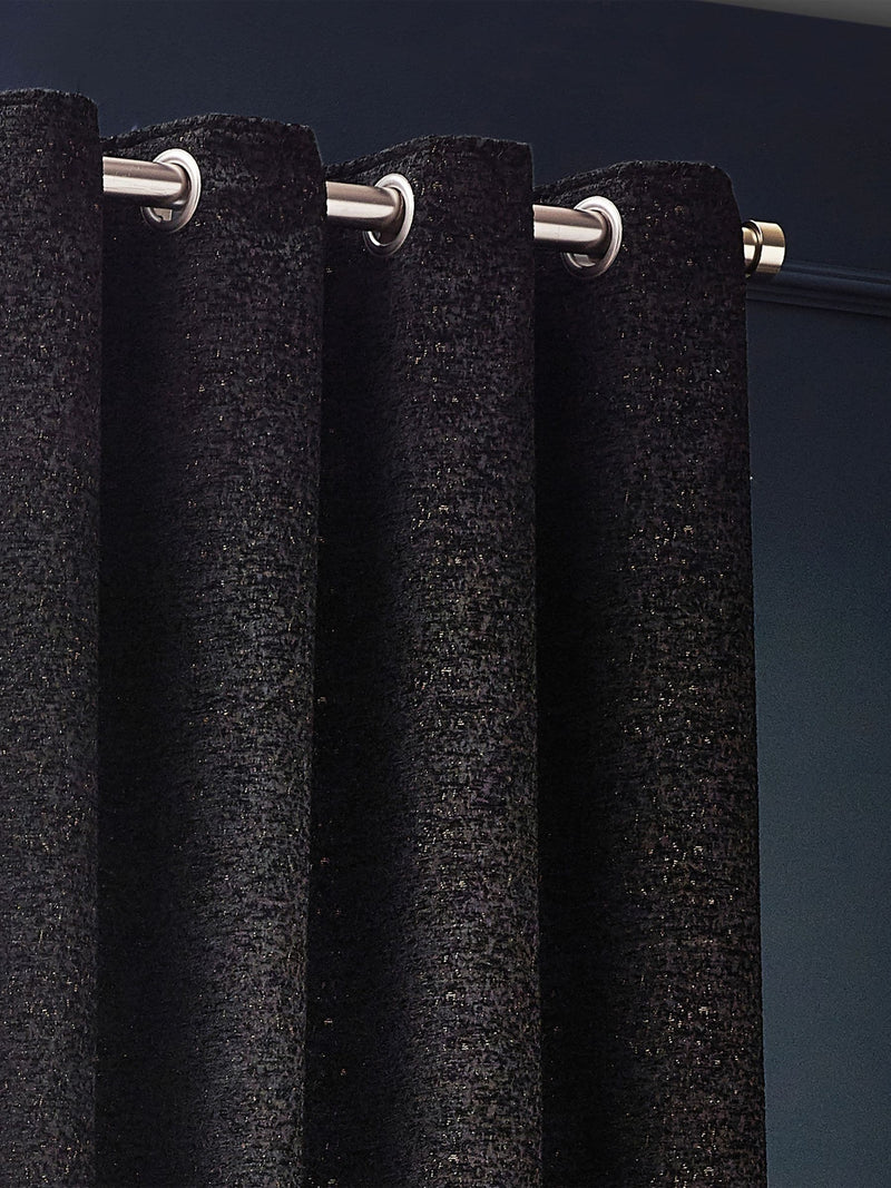 Riva Paoletti Black Galaxy Chenille Eyelet Curtains