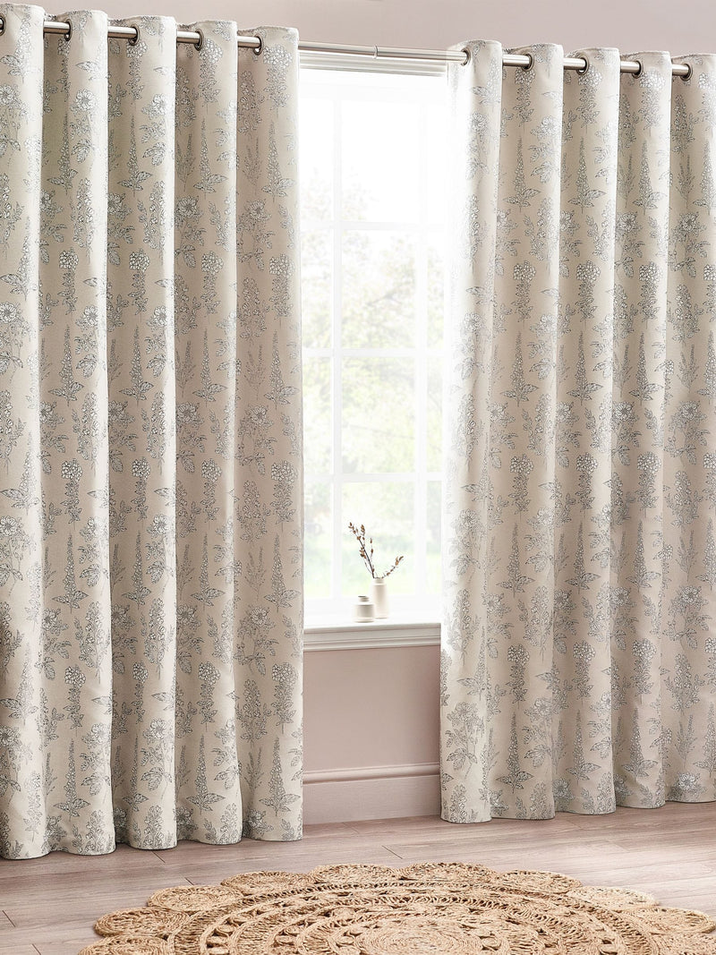 Wylder Natural Sophia floral jacquard eyelet curtains 229x183cm - British product