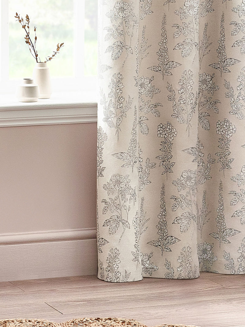 Wylder Natural Sophia floral jacquard eyelet curtains 229x183cm - British product