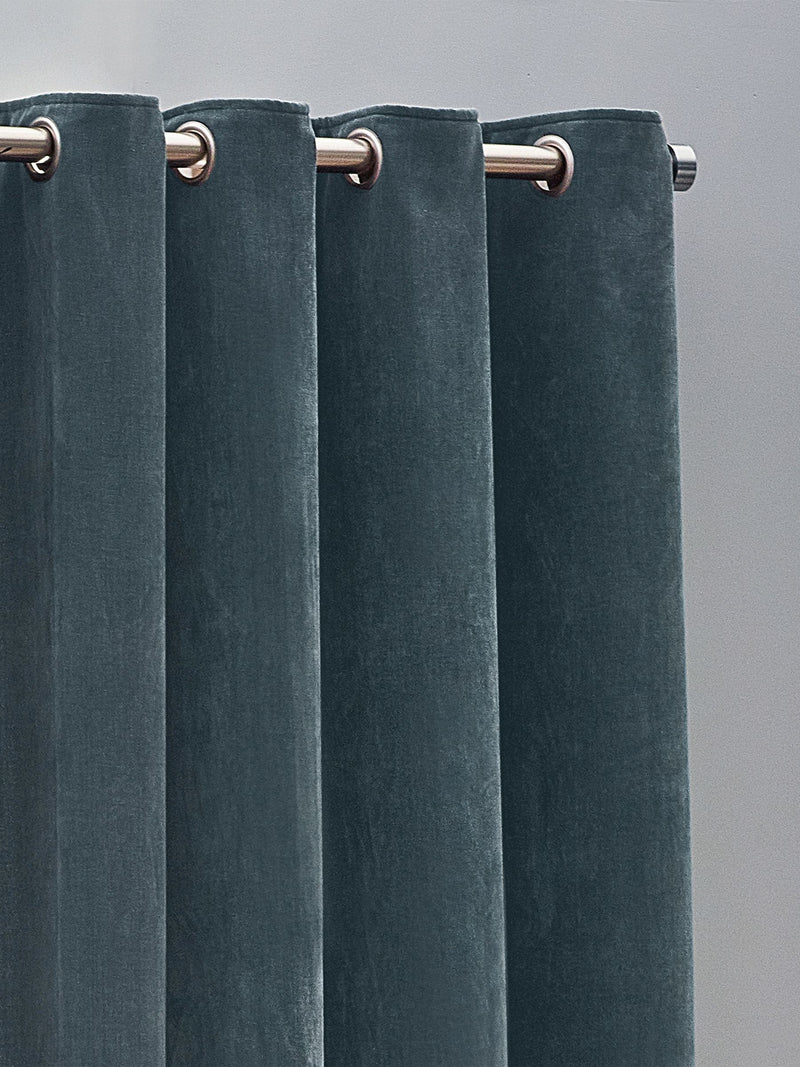 Yard Marine Blue Heavy Chenille Lined Eyelet Curtains