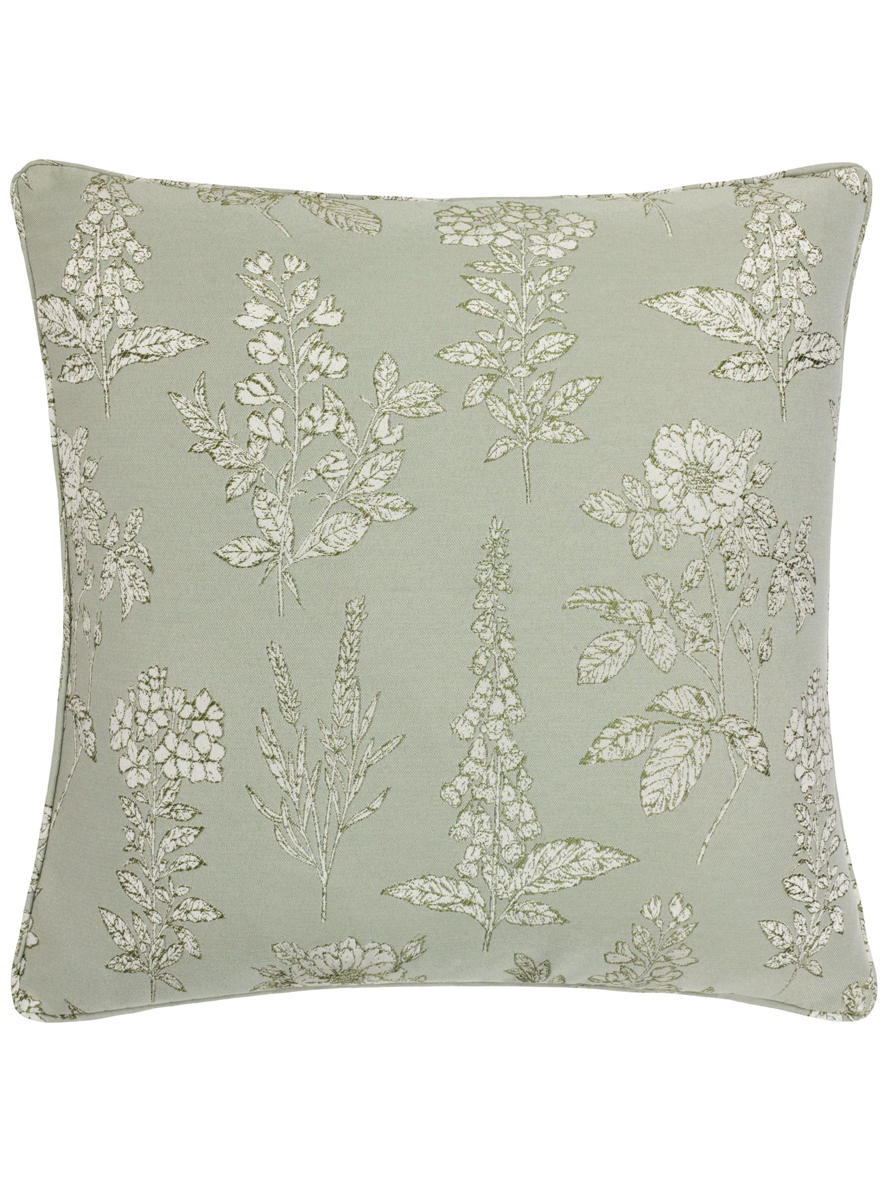 Wylder sage green floral jacquard cushion 50x50cm - British product