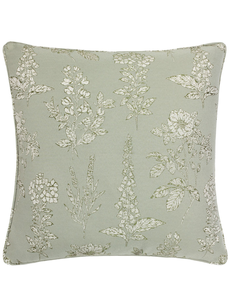 Wylder sage green floral jacquard cushion 50x50cm - British product