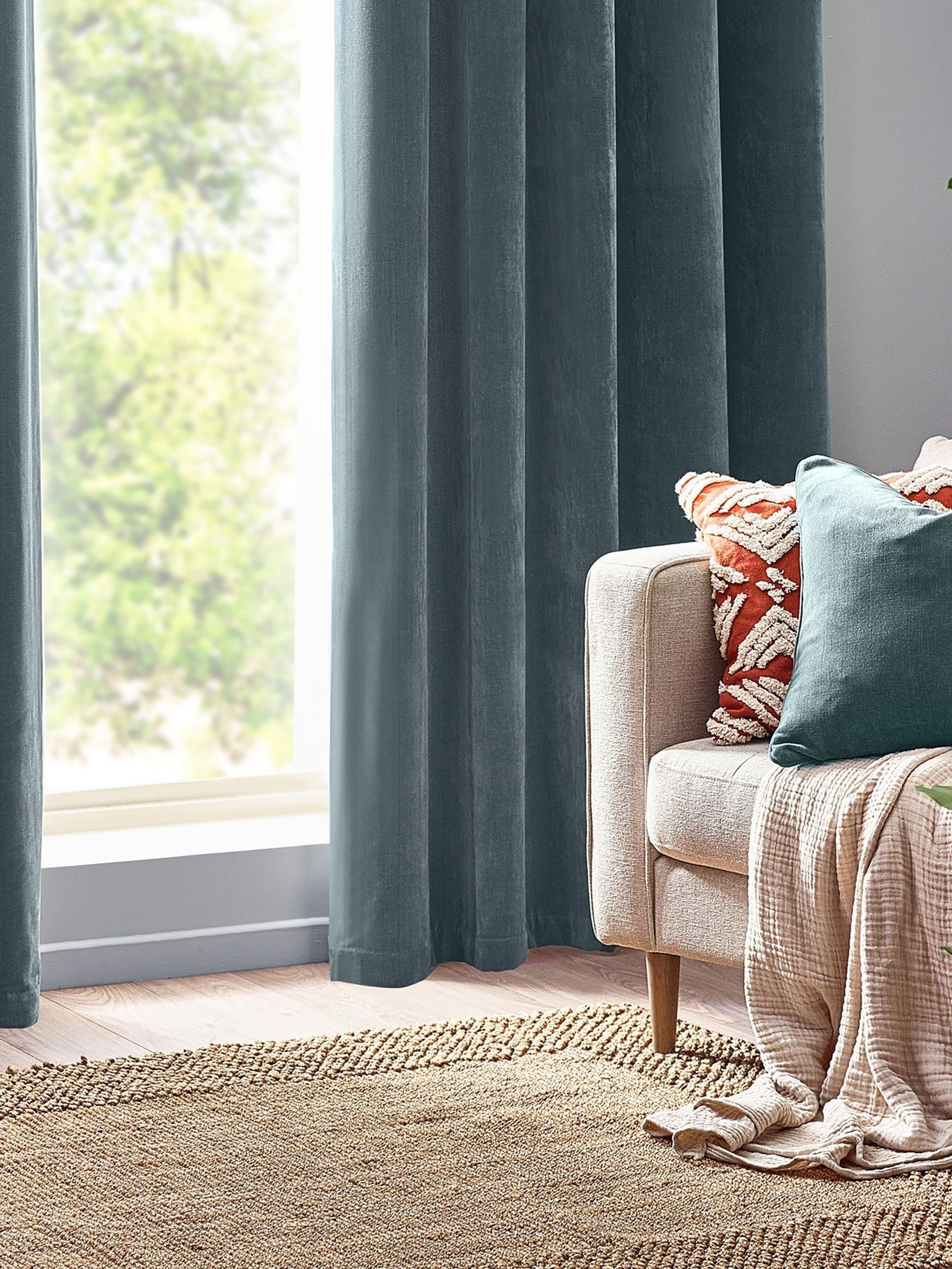 Yard Marine Blue chenille cushion, UK version