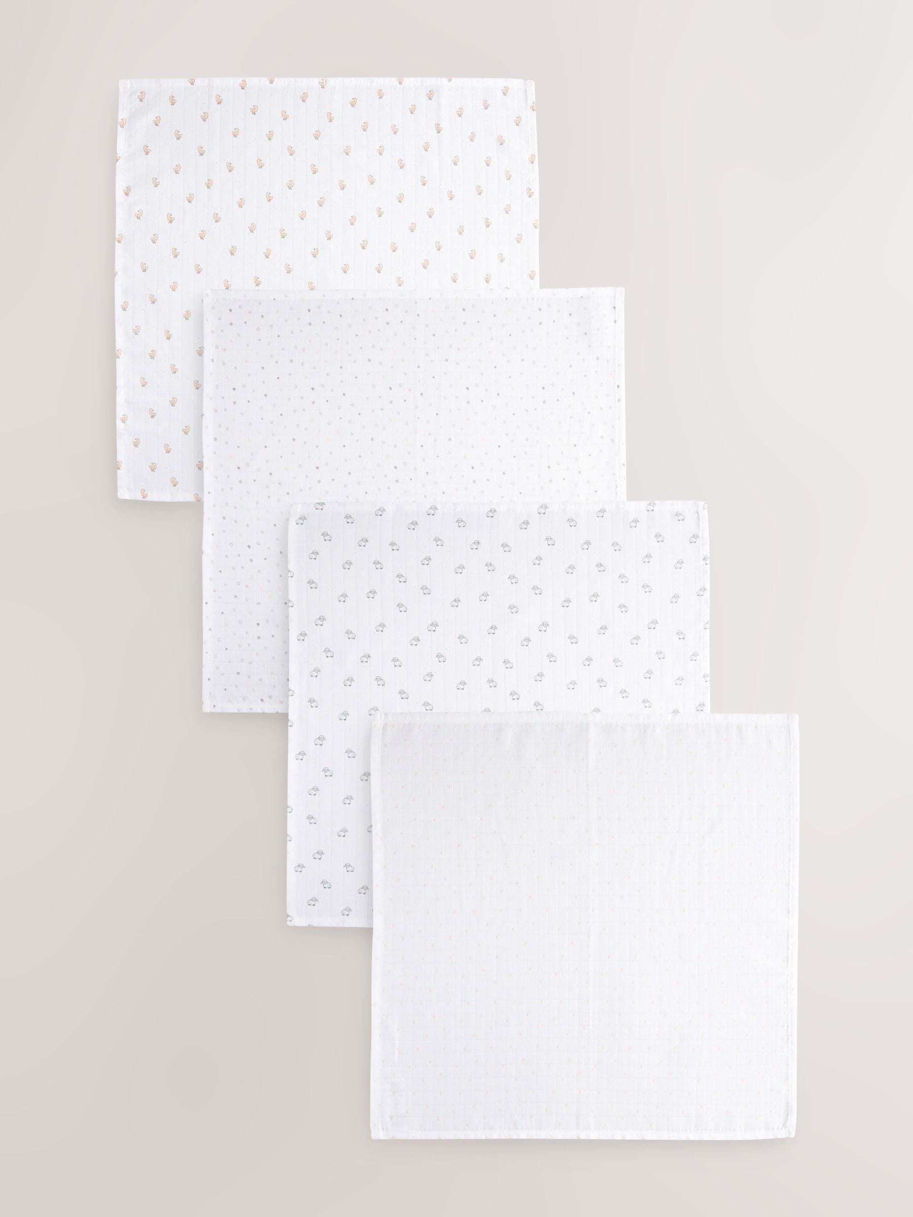 White baby muslin cloths 4 pack (British brand)