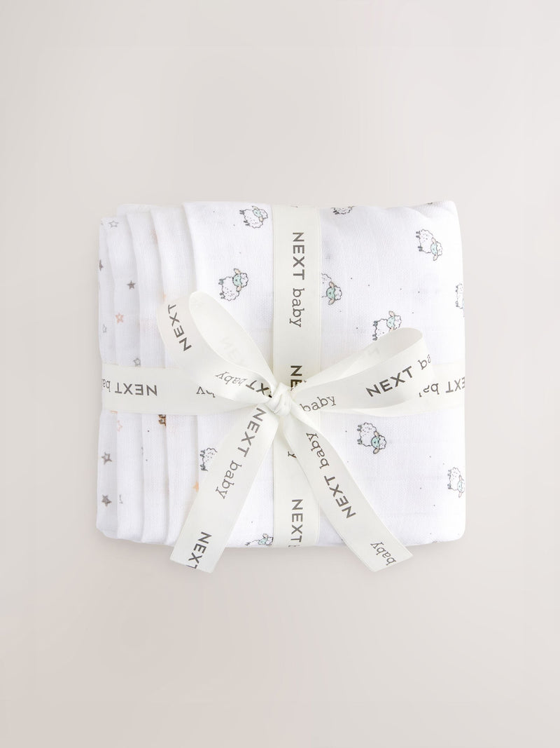 White baby muslin cloths 4 pack (British brand)