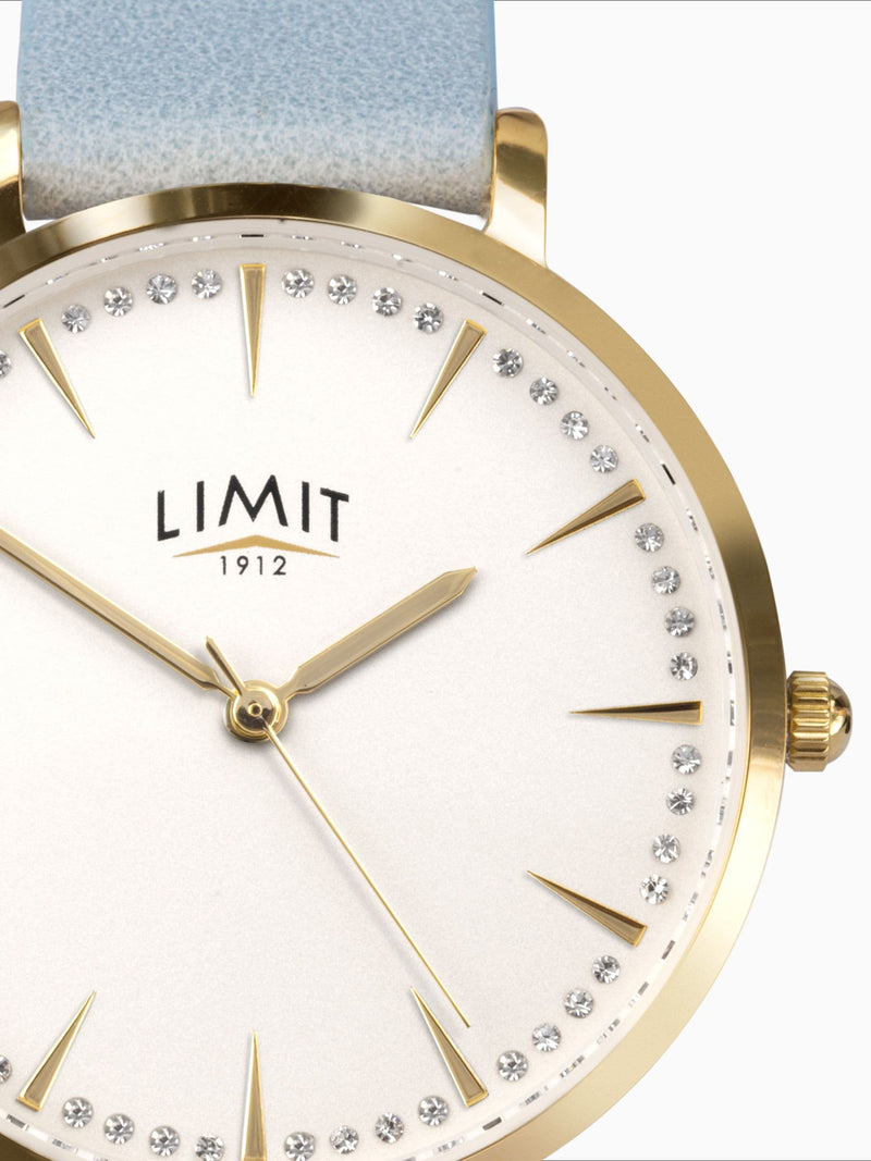 Limit ladies watch blue strap gold case 36mm, imported from the UK