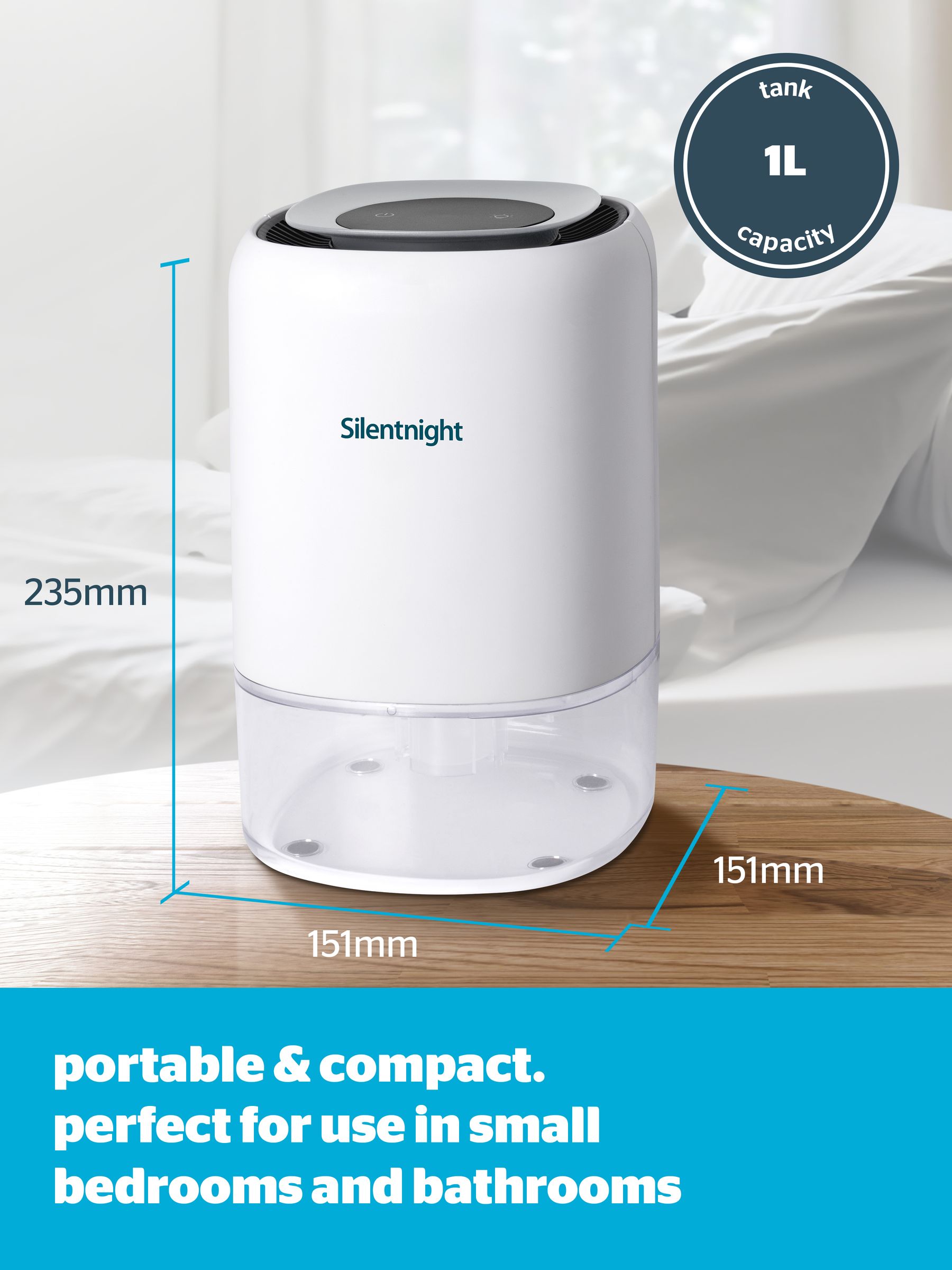 Silentnight Airmax 300 dehumidifier 1L capacity - British product