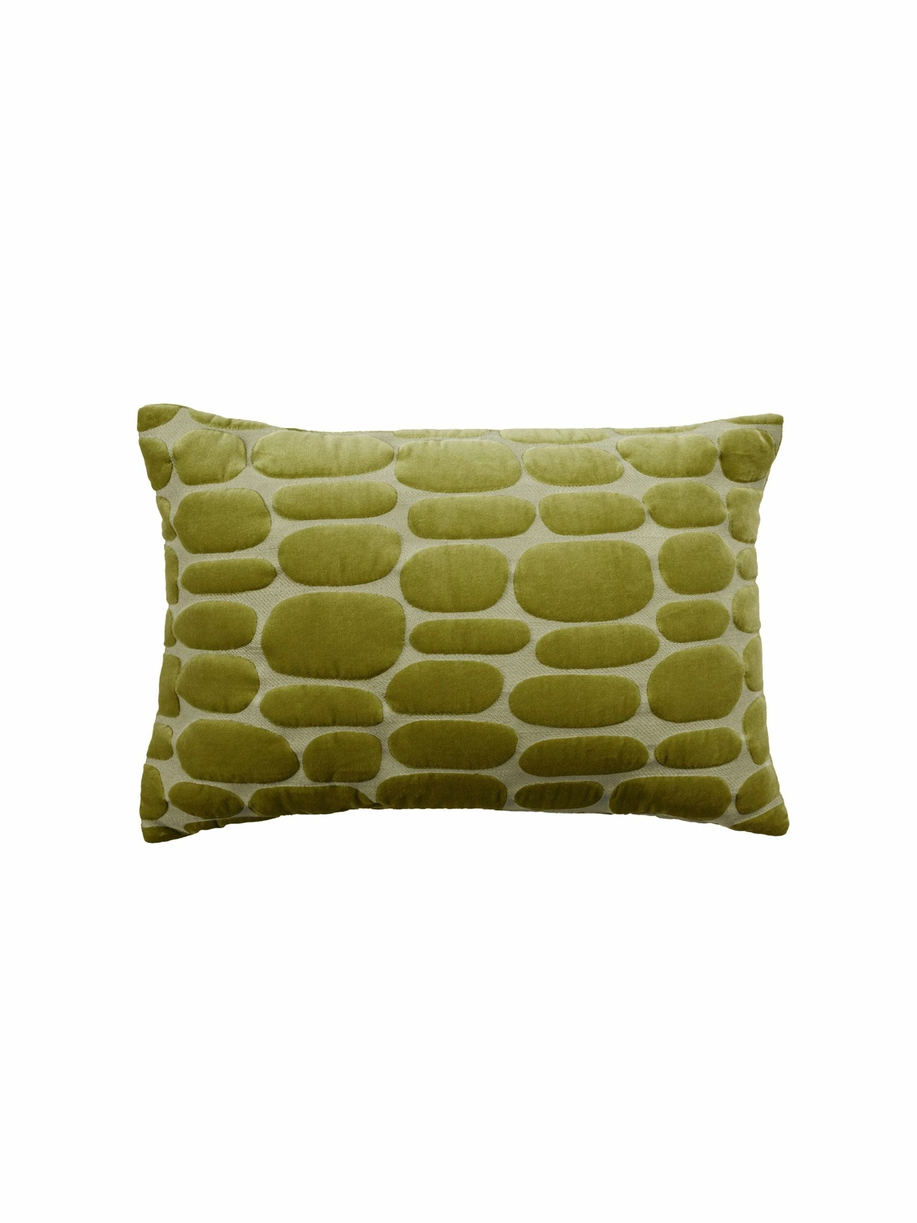 Voyage olive green boulder velvet cushion 40x60cm, UK version