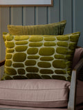 Voyage olive green boulder velvet cushion 40x60cm, UK version