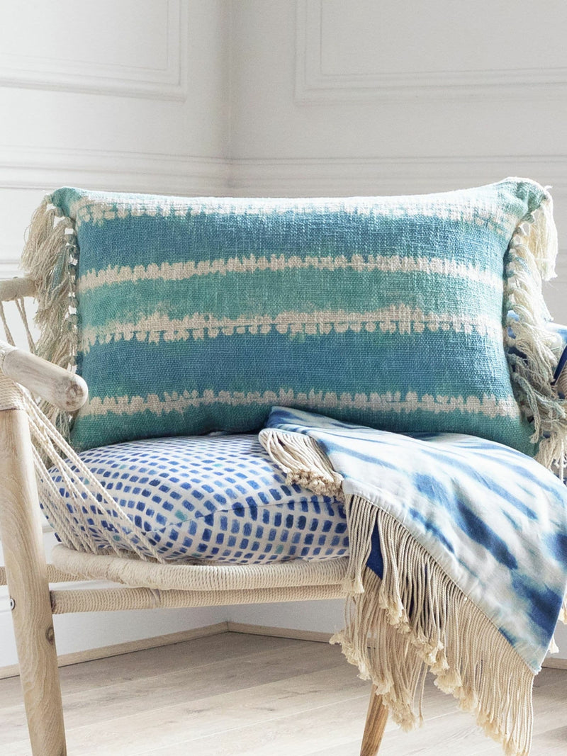 Voyage Maison Seafoam Cairns abstract fringed cushion 40x60cm (British brand)