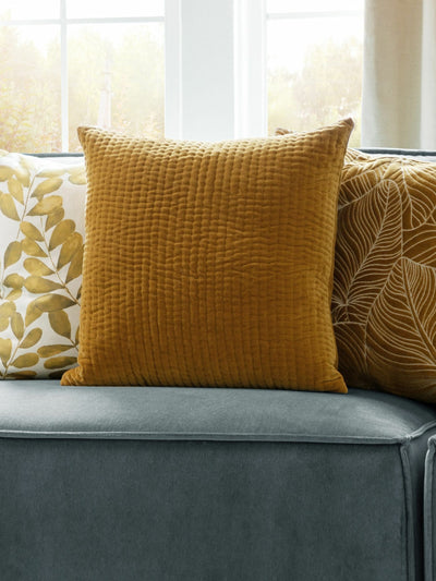 Next Voyage Haze Velvet Cushion Mustard Yellow 50 x 50cm- Buy online at McGrocer