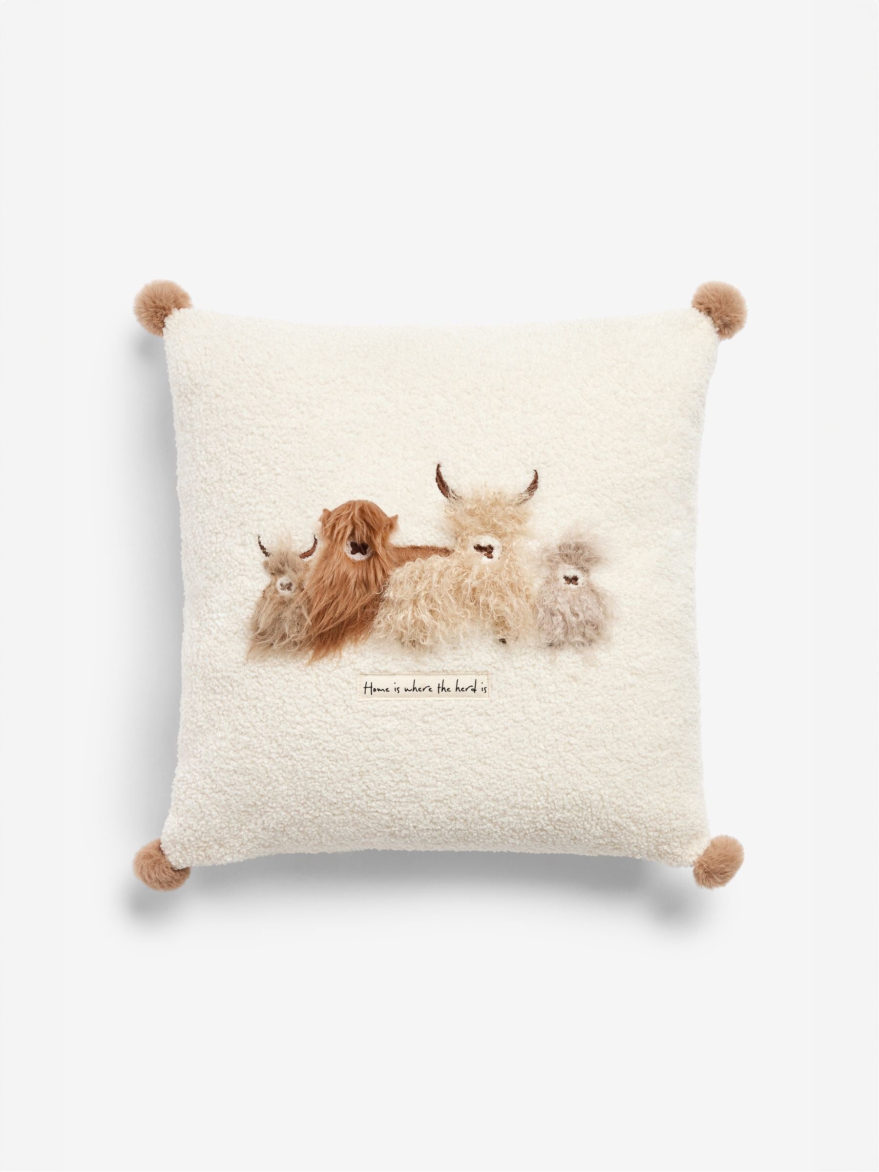 Hamish Highland Cow cushion 43x43cm, imported from the UK