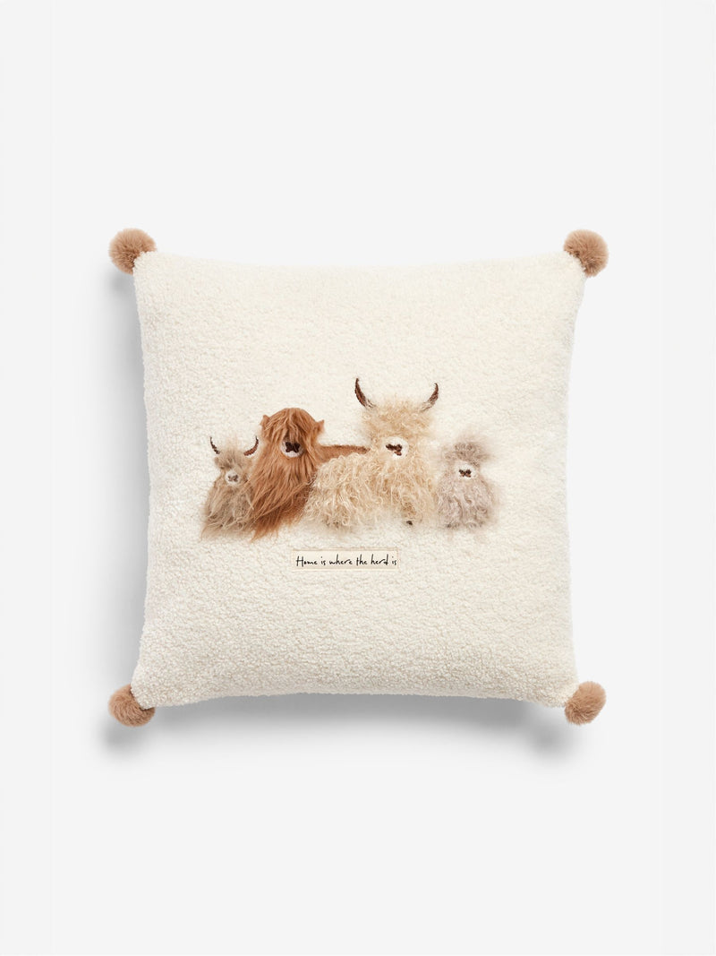 Hamish Highland Cow cushion 43x43cm, imported from the UK
