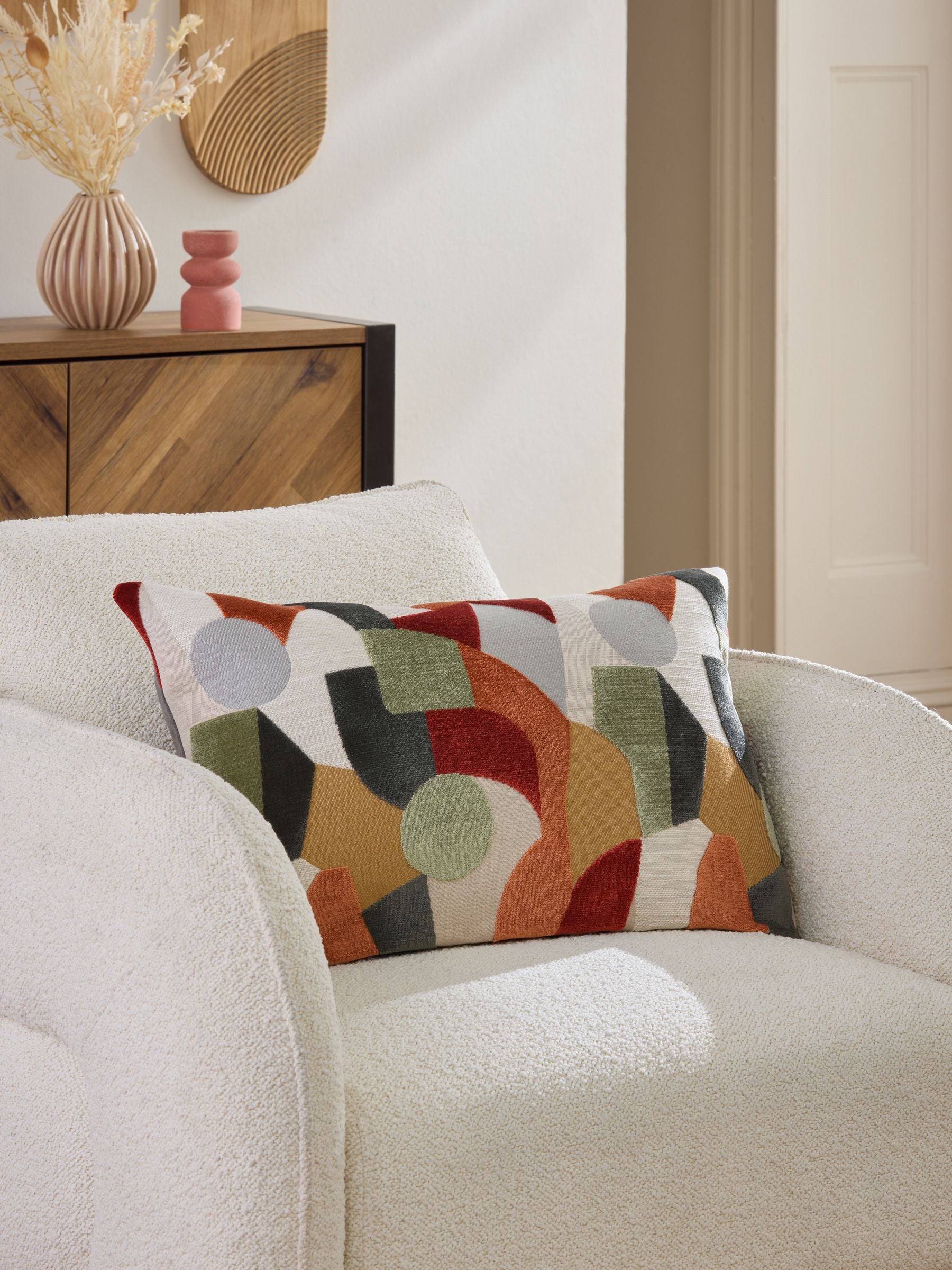 Orange cut velvet cushion 59x59cm - British product