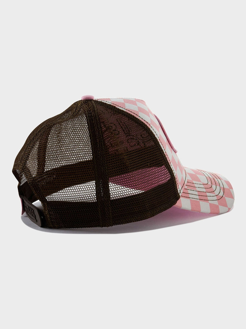 Von Dutch pink chequered trucker hat, UK version