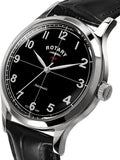 Rotary automatic watch black dial leather strap 40mm (British brand)