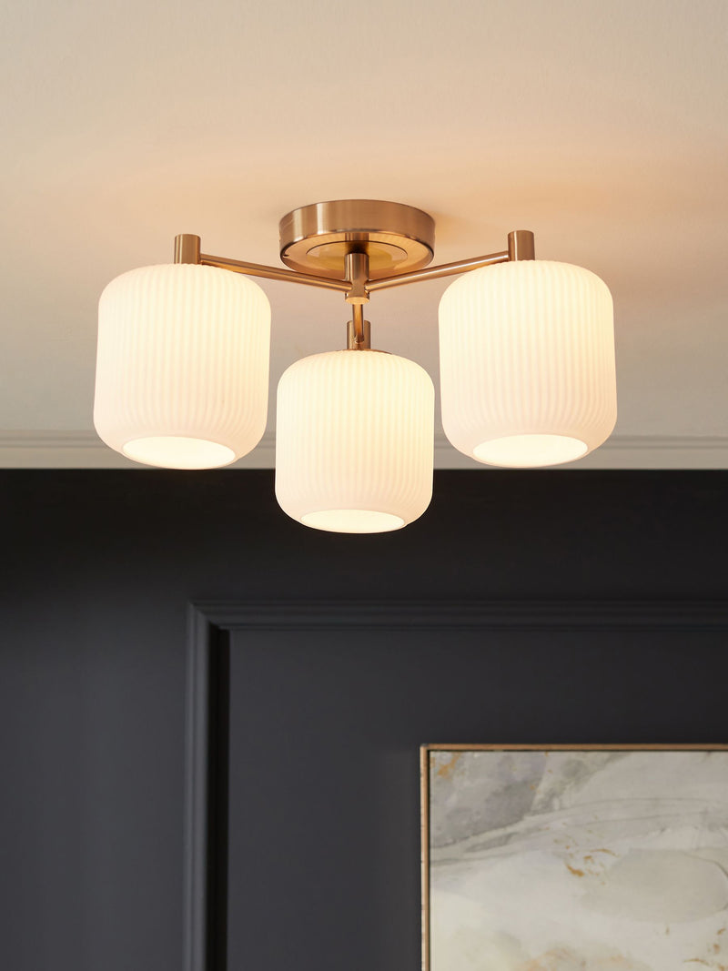 Brass Ryker 3 Light Flush Ceiling Light Fitting