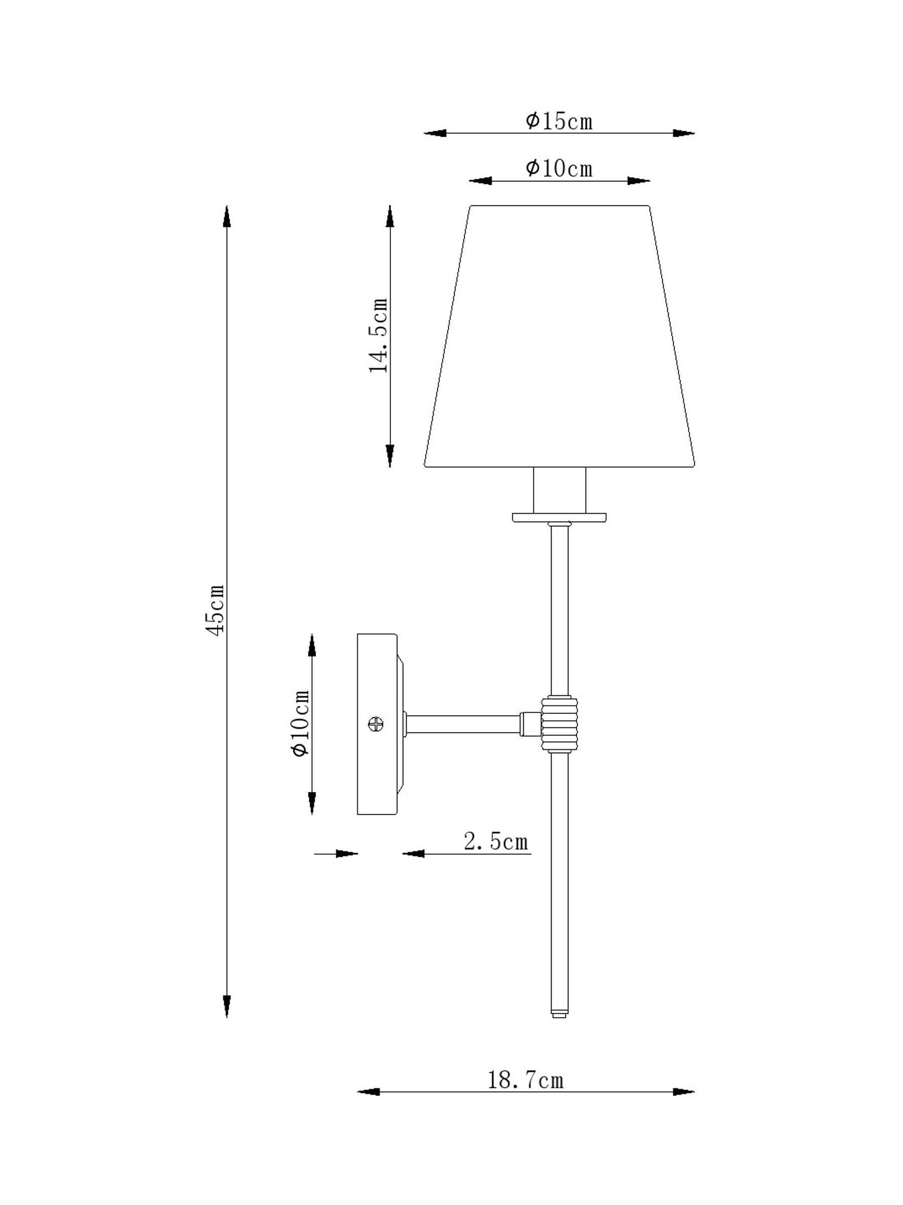 Bronze Carolina 1 light wall light black brass finish (British brand)