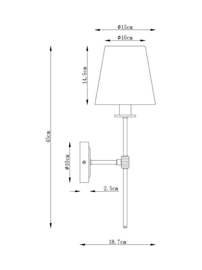 Bronze Carolina 1 light wall light black brass finish (British brand)