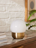 Brass Pod rechargeable touch table lamp, warm white, imported from the UK