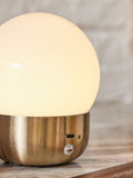 Brass Pod rechargeable touch table lamp, warm white, imported from the UK