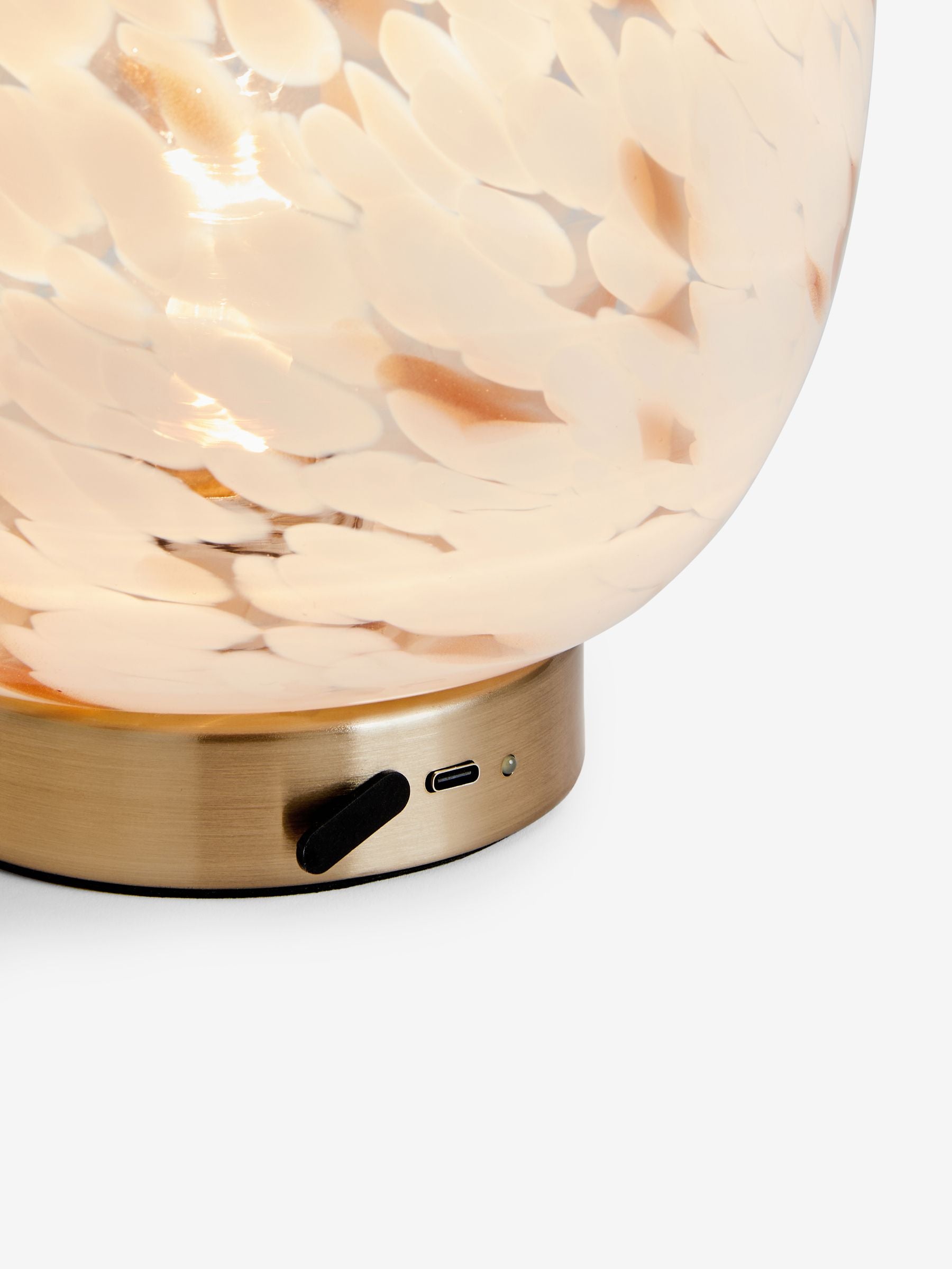 White and gold confetti glass rechargeable table lamp (British brand)