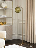 Green Freya floor lamp rippled glass shade brushed brass (British brand)