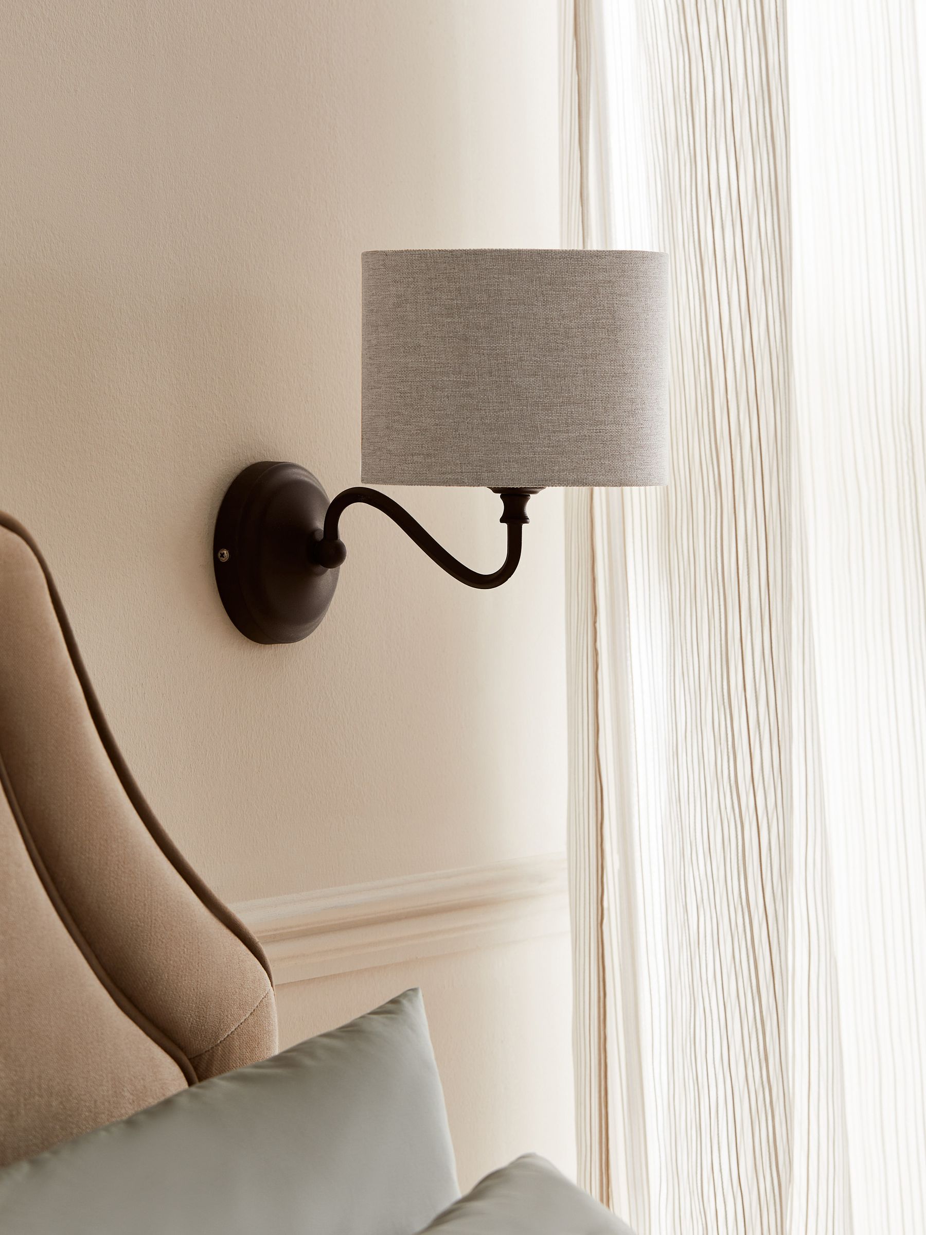 Burford black wall light with brushed chrome finish, imported from the UK