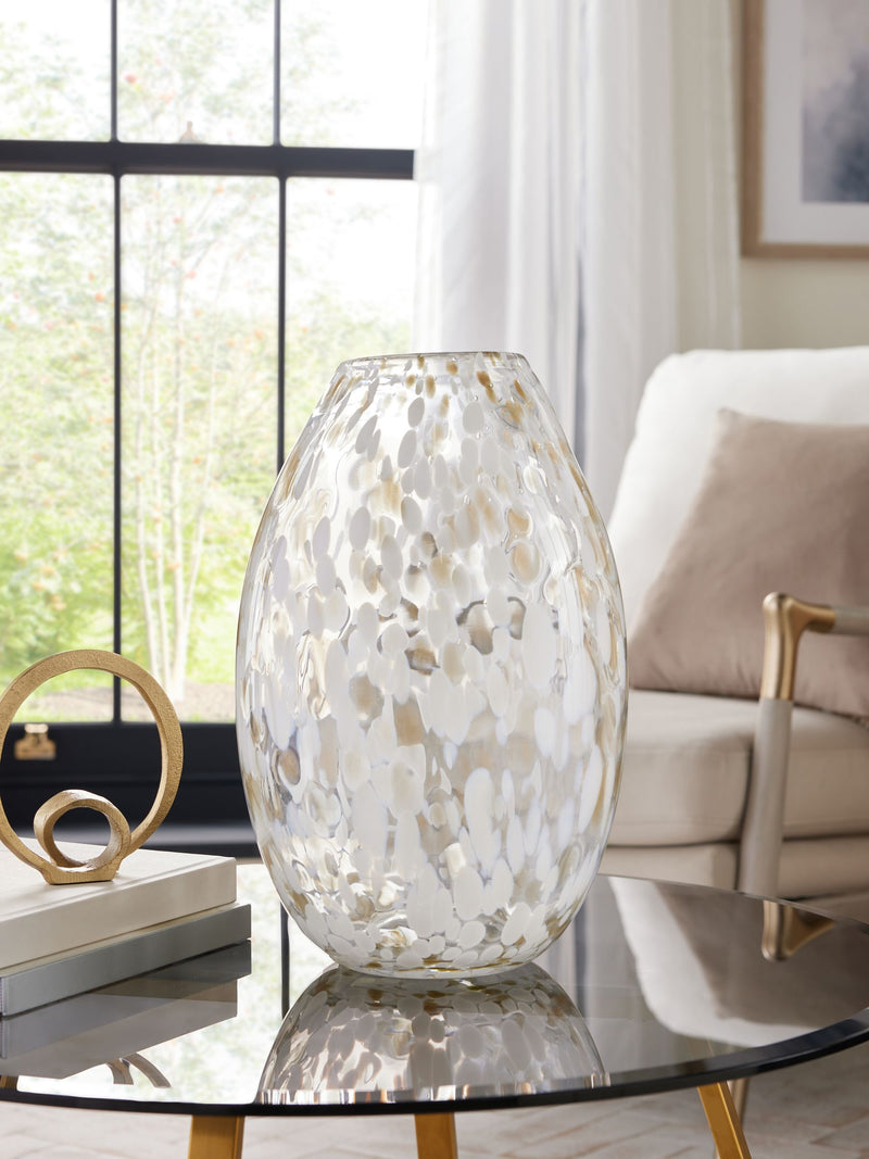 White/Gold Large Confetti Glass Flower Vase