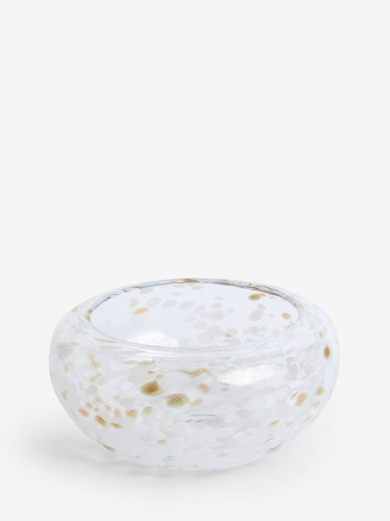 White/Gold Confetti Glass Bowl