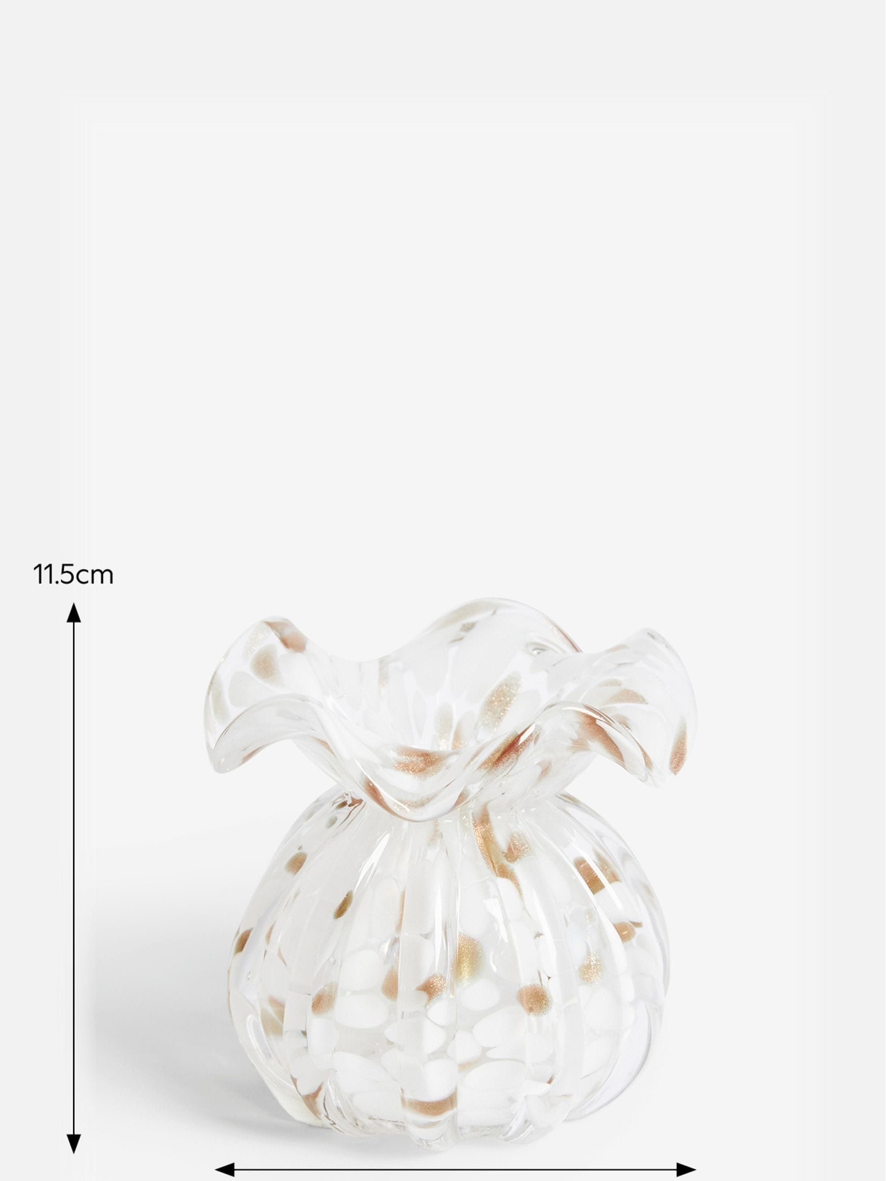 White and gold mini confetti glass flower vase (British brand)
