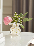 White/Gold Mini Confetti Glass Flower Vase