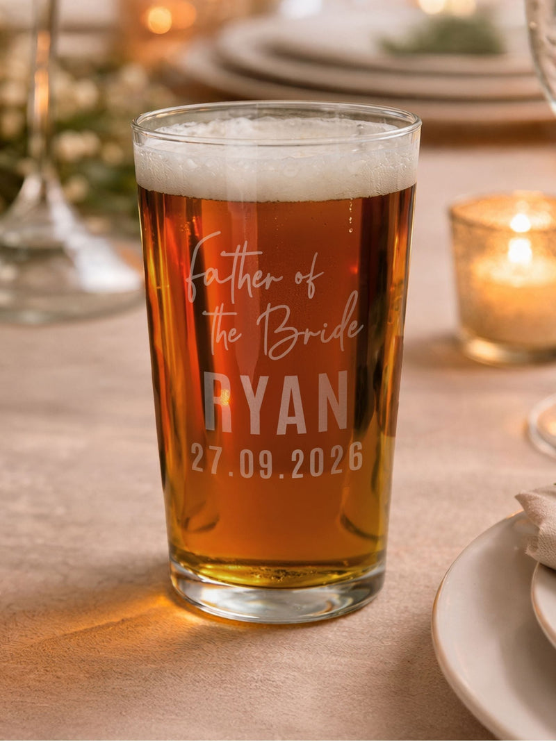 PMC elegant Father of the Bride pint glass (British brand)