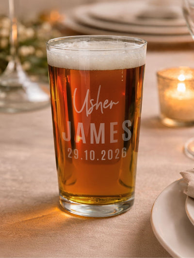 Next PMC Personalised Usher Elegant Pint Glass- Buy online at McGrocer