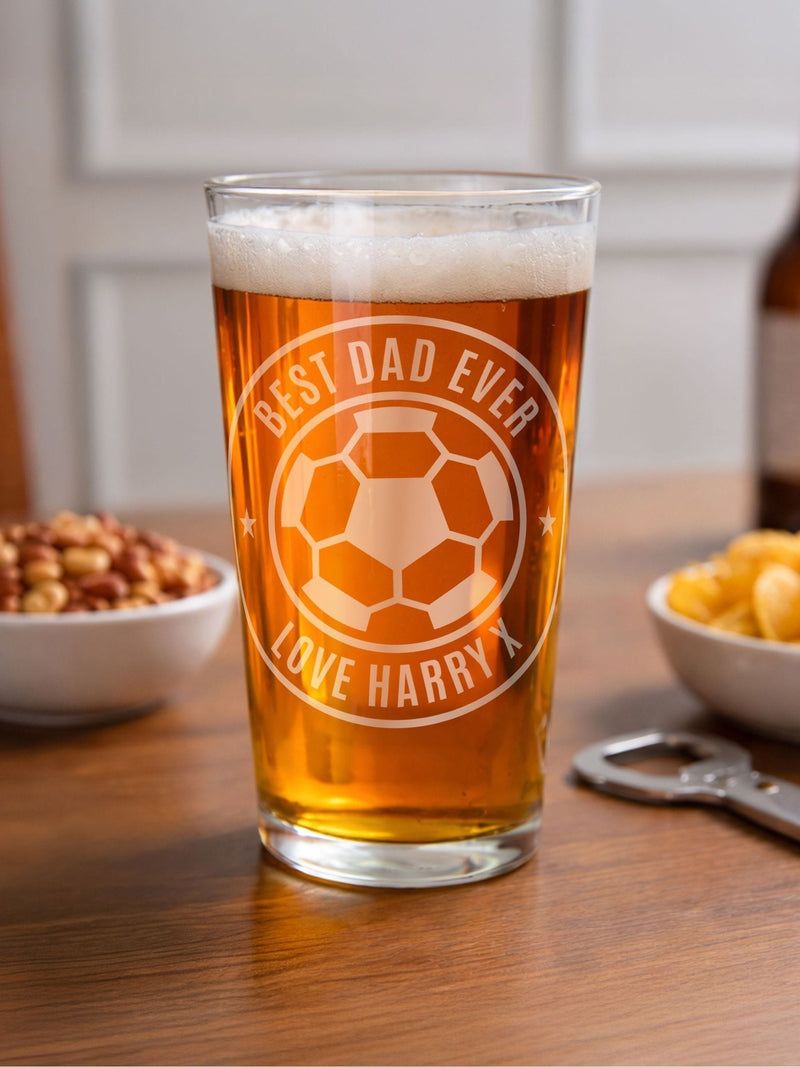 PMC personalised football badge pint glass - British product