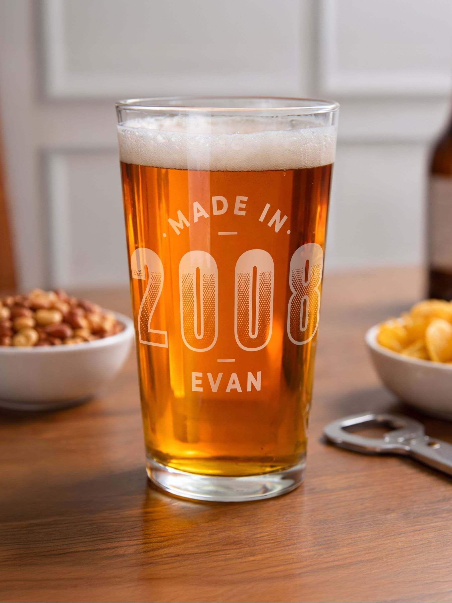 PMC personalised pint glass, UK version
