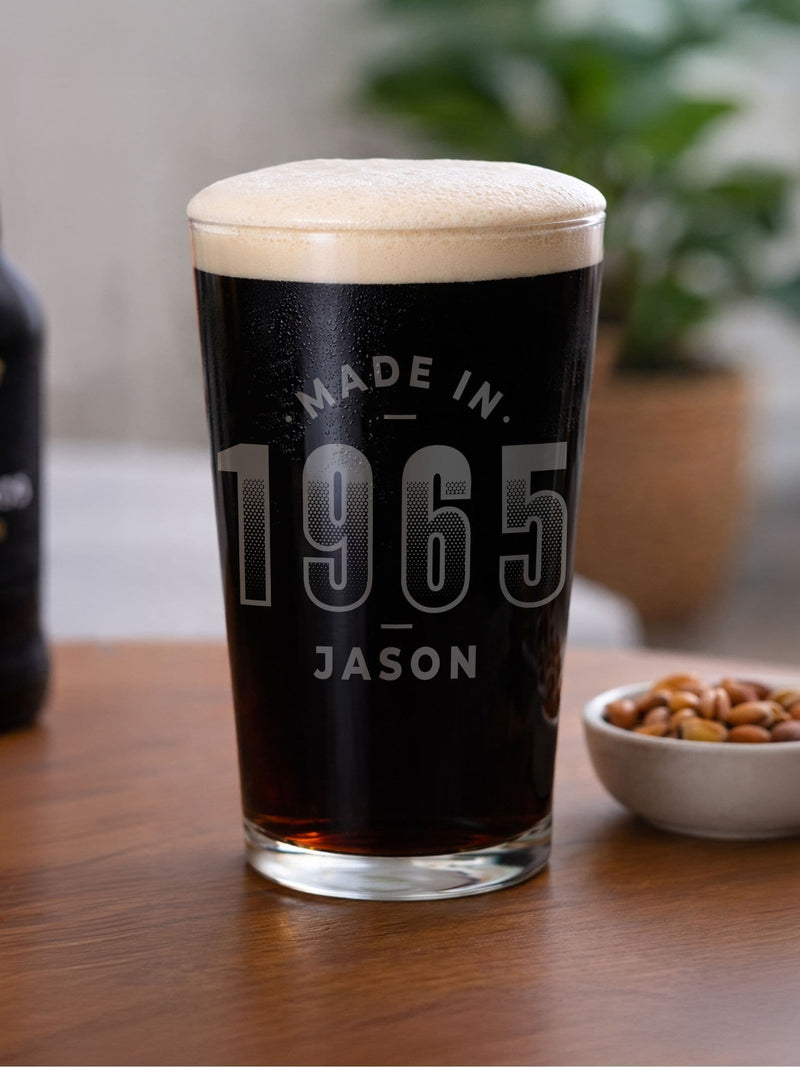 PMC personalised pint glass, UK version