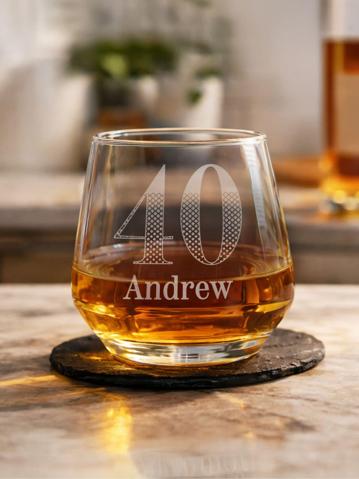 PMC personalised big age glass tumbler 9cm - British product
