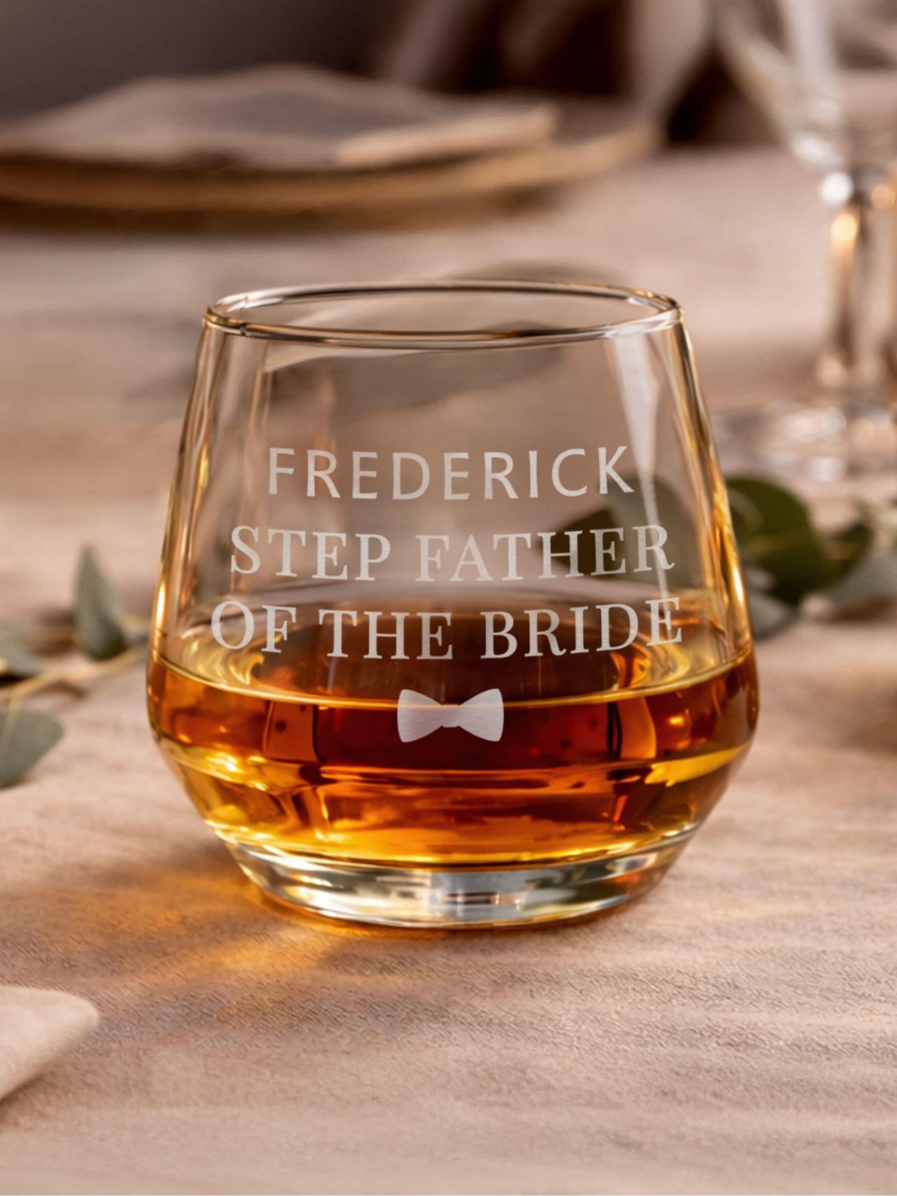 PMC personalised wedding whisky glass 7.5cm, imported from the UK