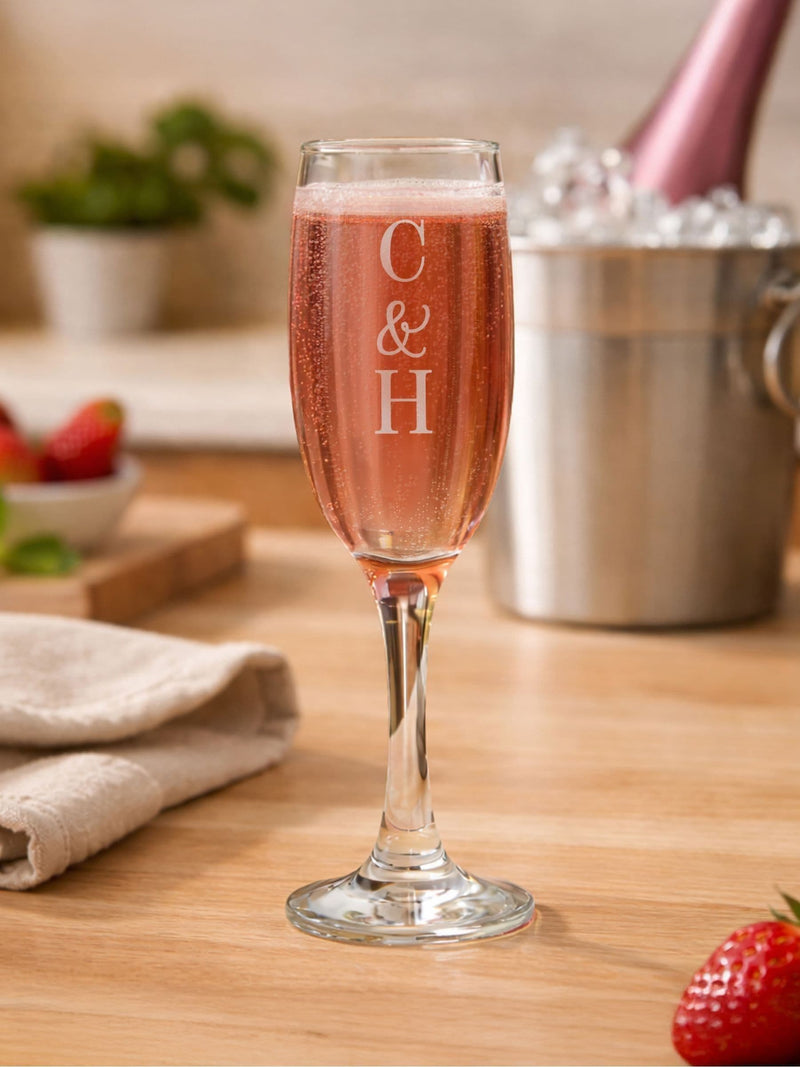 PMC personalised couples flute glass 23cm - British product