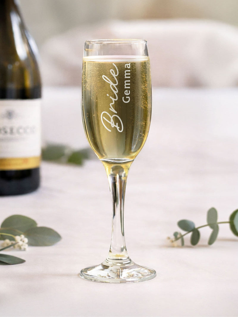 PMC bride flute glass personalised (British brand)