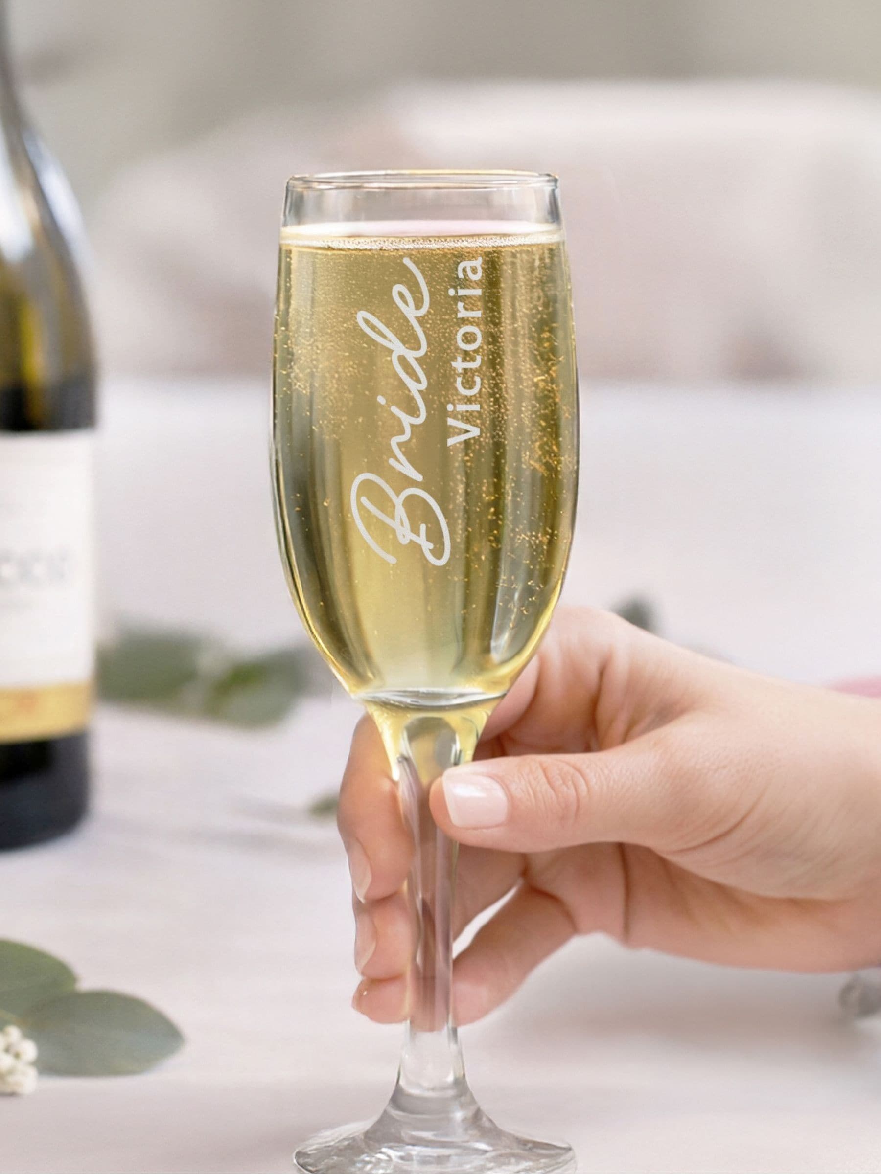 PMC bride flute glass personalised (British brand)
