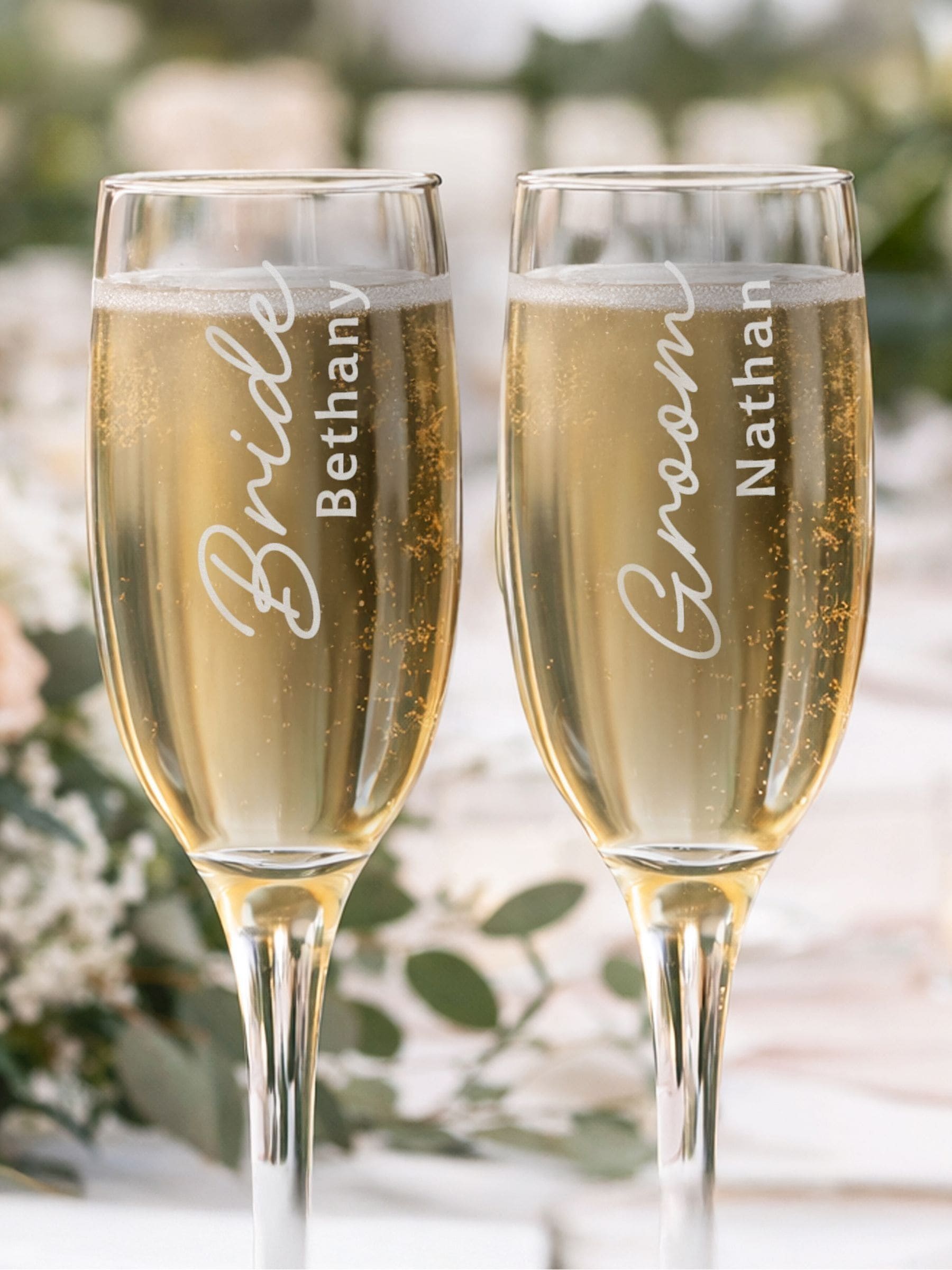 PMC bride flute glass personalised (British brand)