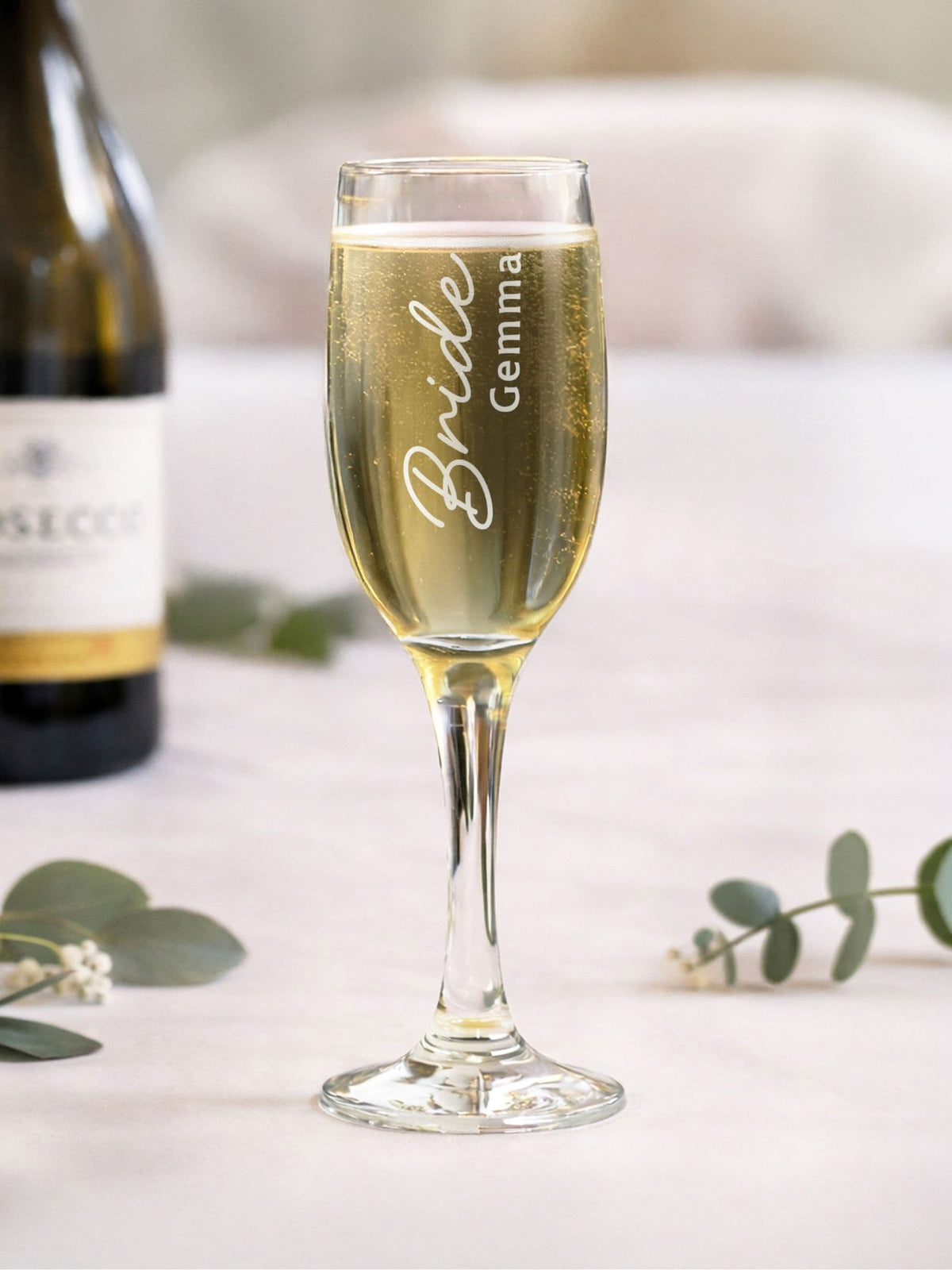 PMC bride flute glass personalised (British brand)